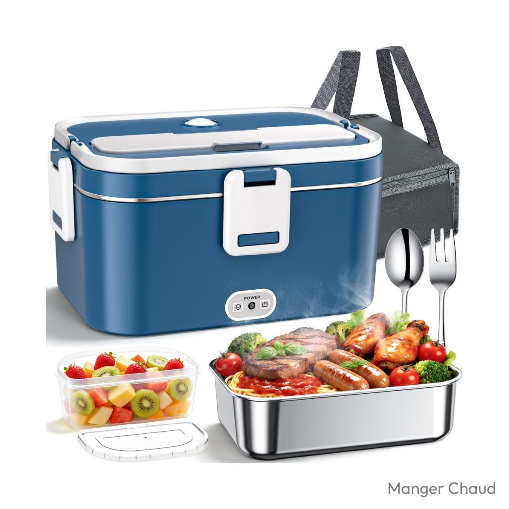 Chauffe-gamelle chantier 12V 24V 220V 1,8 L bleu