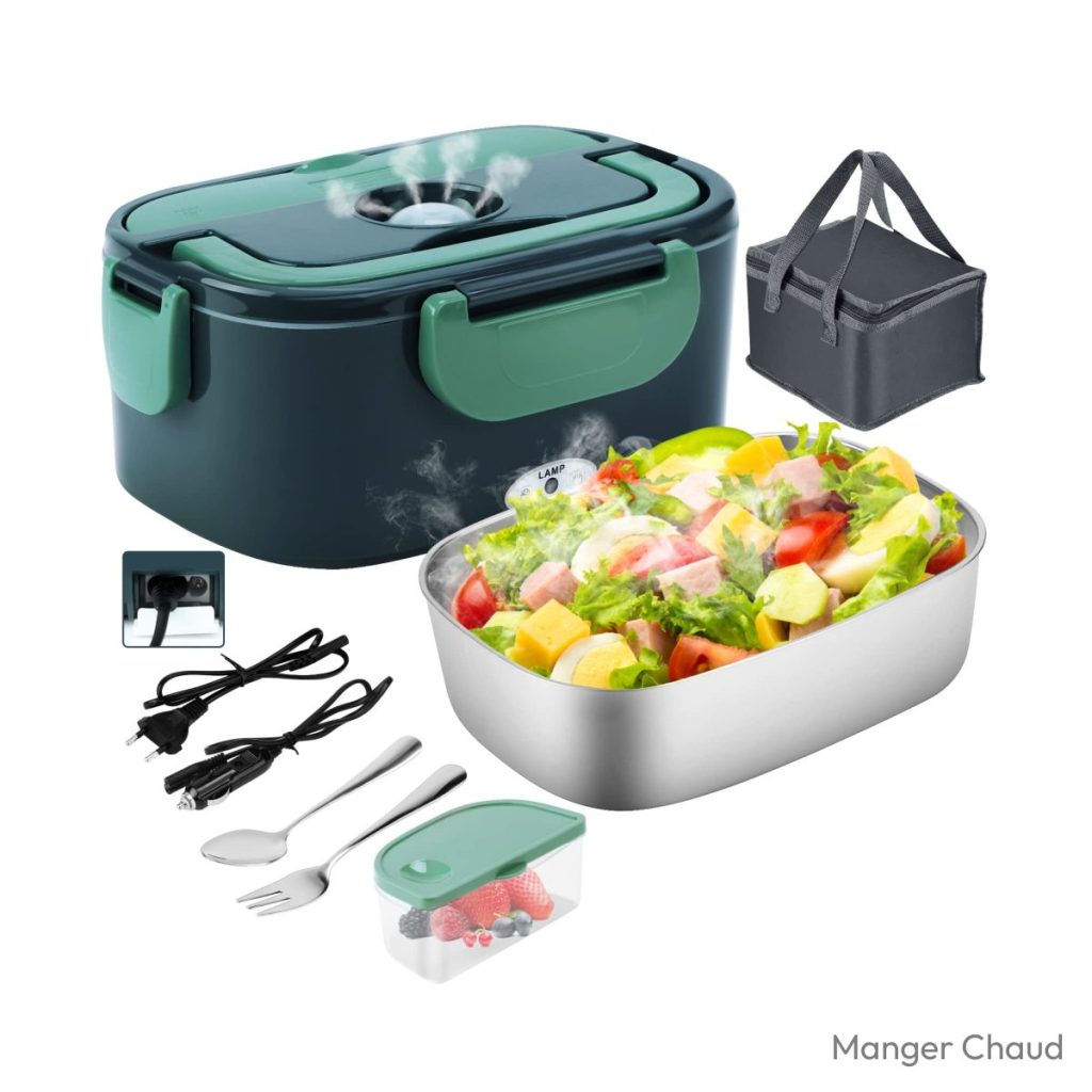 Gamelle chauffante 12V 4-en-1 inox 1,5 L 60 W